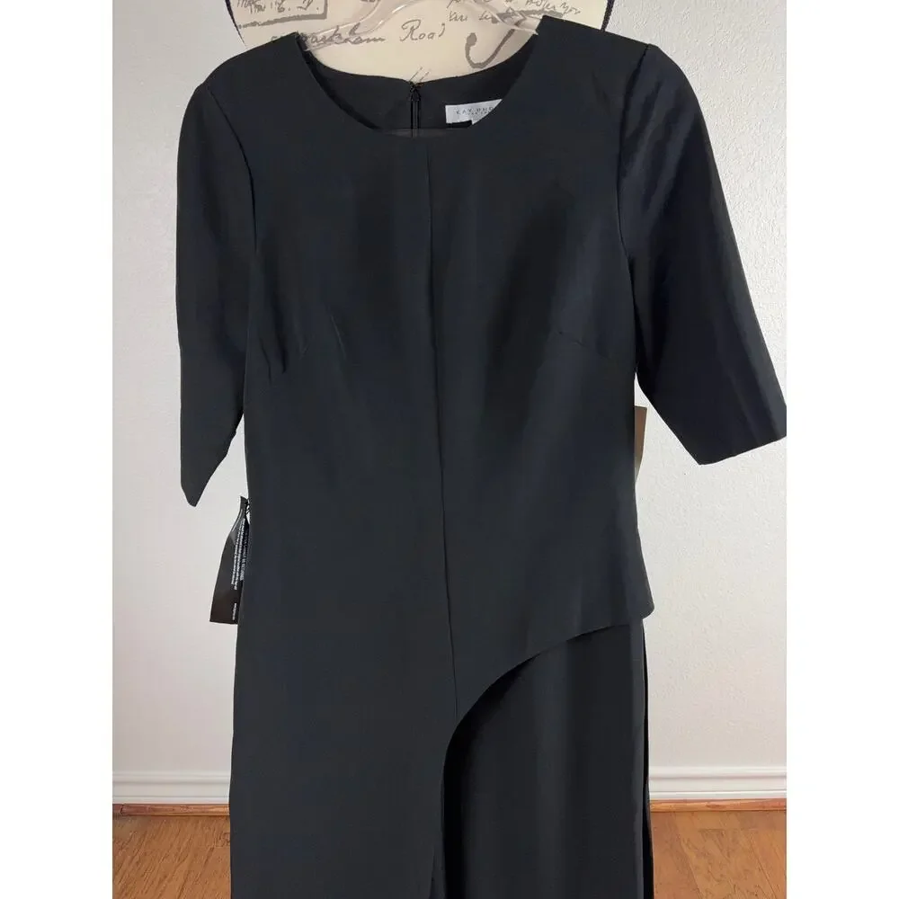 B37 Kay Unger Davina Walk Thru Jumpsuit Womens 10 Old Hollywood Modest Chic - Picture 5 of 7